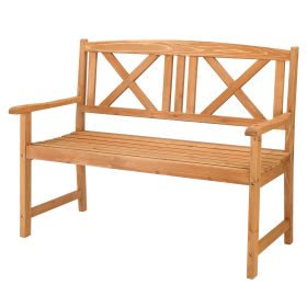 Wood Color Wooden Bench 117x61x90cm, Suitable For Outdoor Courtyard