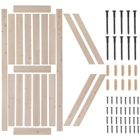 Wood Color, 84x36in, Spruce Wood, 6.6ft Included, J-shaped Rail, K-shaped Sliding Door, Wooden Door, Barn Door
