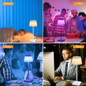 Neoglint RGB+CCT Table Lamp Colorful Desk Light Touch Control Bedside Lamp Reading Lamp for Living Room Bedroom 4000mAh Rechargeable Battery