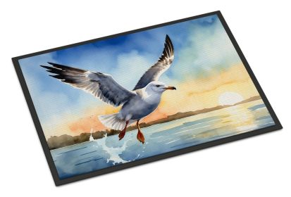 Gull Flying Low Doormat Front Door Mat Indoor Outdoor Rugs for Entryway, Non Slip Washable Low Pile, 24H X 36W