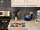 NEW Oklahoma Roses in Watercolor Glass Cutting Board Decorative Tempered Glass Kitchen Cutting and Serving Board Large Size Chopping Board