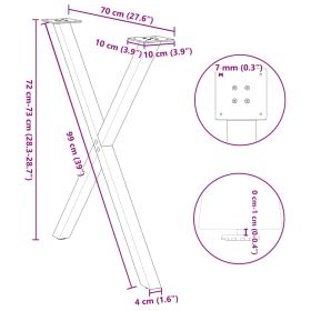 vidaXL Dining Table Legs X-Shaped 2 pcs Black 70x(72-73) cm Steel (Option: as picture)