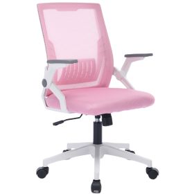 Ergonomic Office Chair Computer Desk Chair Comfy With Adjustable Lumbar Support (Option: White and Pink)