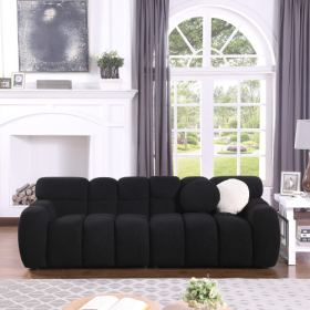 87.4 Length ,35.83 Deepth ,human Body Structure For USA People, Marshmallow Sofa,boucle Sofa ,3 Seater (Color: Black)