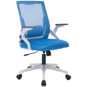 Ergonomic Office Chair Computer Desk Chair Comfy With Adjustable Lumbar Support (Option: White and Blue)