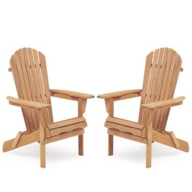 Wooden Outdoor Folding Beach Chair Two-piece Set (Option: Light Brown)