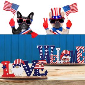 1pc 4th Of July Wooden Ornament; Independence Day I Love USA Wooden Alphabet Ornament; Holiday Decoration For Bedroom Living Room Tiered Tray Orn (Color: Ornaments A)