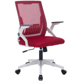 Ergonomic Office Chair Computer Desk Chair Comfy With Adjustable Lumbar Support (Option: White and Red)